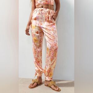 Zara The Sasha Print Satin Floral Joggers Pants.Size S